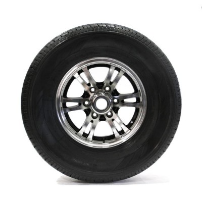 TRAILER RADIAL TIRE 225/75R15 6 PLY 2150 LBS AND BLACK ALUMINUM RIM 6 HOLES STERLING