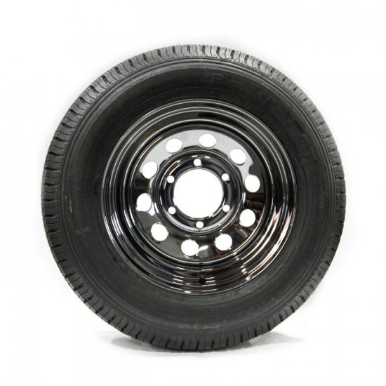 TIRE 225/75D15 8 PLY 2540 LBS AND CHROME RIM 6 HOLES 2540 LBS VAIL SPORT