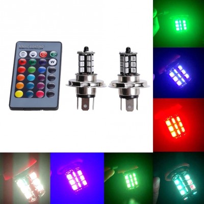 H7 LED Bulbs Red-Green-Blue Kit With Remote Control